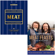 The Hairy Bikers' Meat Feasts 2-book collection set by the Hairy Bikers, hardcover cookbooks with meat recipes and food photography.