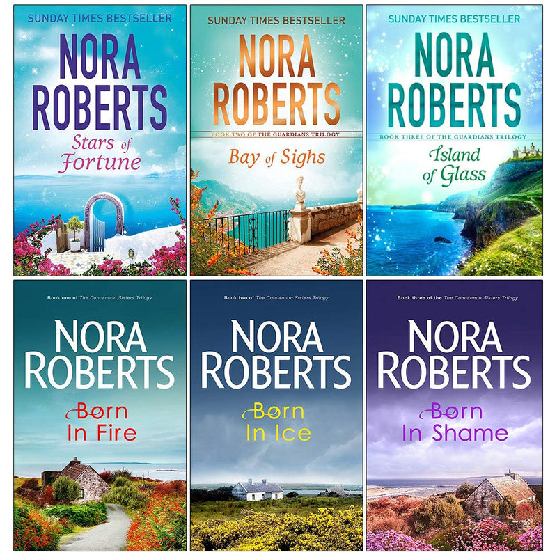 Guardians Trilogy and Concannon Sisters Trilogy Collection 6 Books Set by Nora Roberts (Stars of Fortune, Bay of Sighs, Island of Glass, Born in Fire) - The Book Bundle