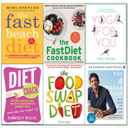 Set of six paperback books including the Fast Beach Diet and Fast Diet Cookbook by Dr Rangan Chatterjee, non-fiction health and diet guides.