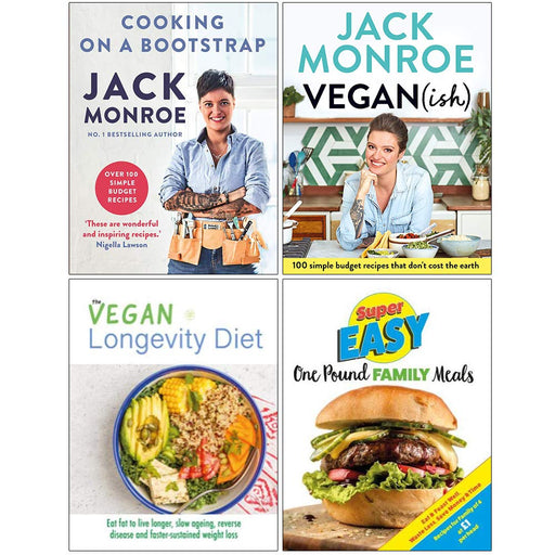 Cooking on a Bootstrap, Veganish, The Vegan Longevity Diet, Super Easy One Pound 4 Books Collection Set - The Book Bundle