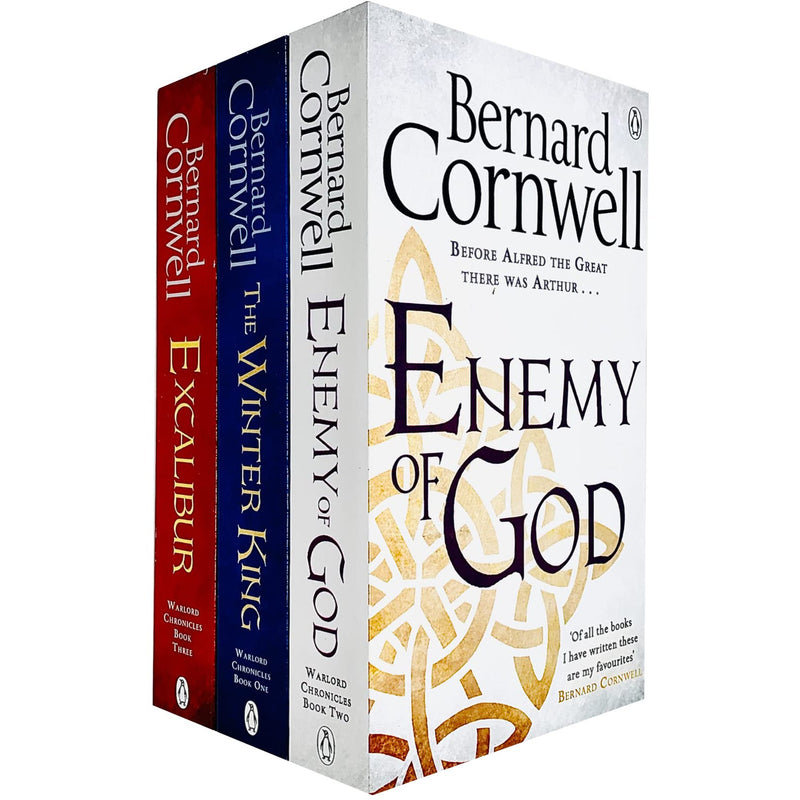 Three paperback books from Bernard Cornwell's Warlord Chronicles collection set, featuring medieval fantasy covers.