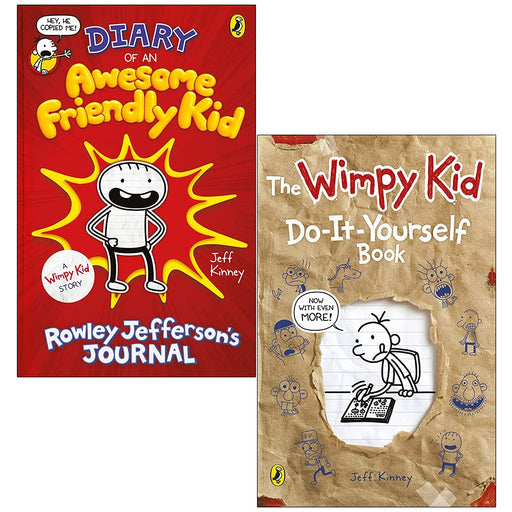 Diary of a Wimpy Kid 2 Books Collection Set By Jeff Kinney (Diary of an Awesome Friendly Kid [Hardcover], Do-It-Yourself Book) - The Book Bundle