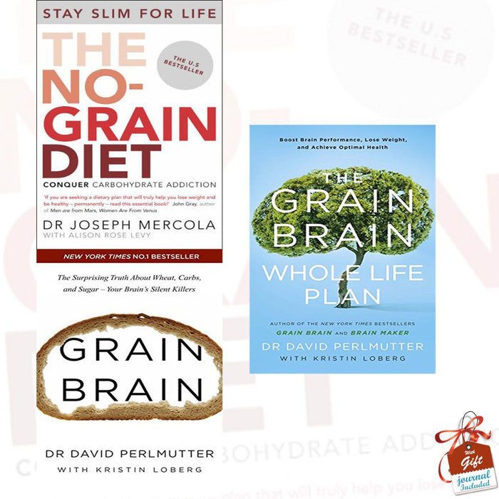 Grain Brain Whole Life Plan, The No-Grain Diet and Grain Brain 3 Books Collection Set - The Book Bundle