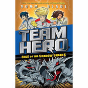 Set of 12 paperback adventure books from the Team Hero Series by Adam Blade, featuring colorful covers and illustrations.