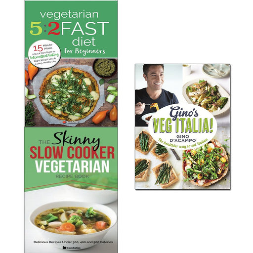 Gino's veg italia [hardcover], vegetarian 5 2 fast diet and slow cooker vegetarian recipe book 3 books collection set - The Book Bundle