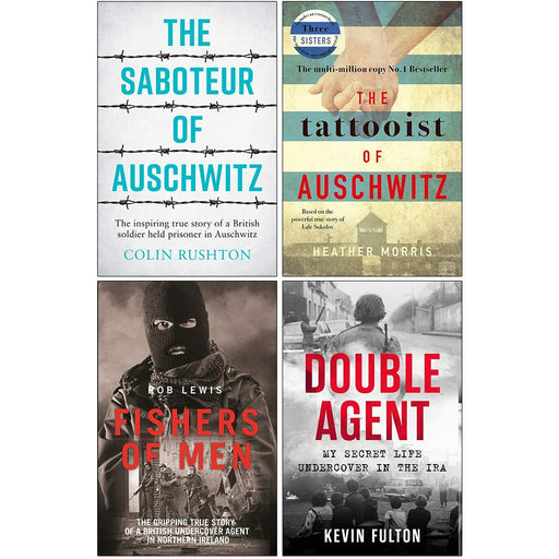 The Saboteur of Auschwitz, The Tattooist of Auschwitz, Fishers of Men, Double Agent 4 Books Collection Set - The Book Bundle
