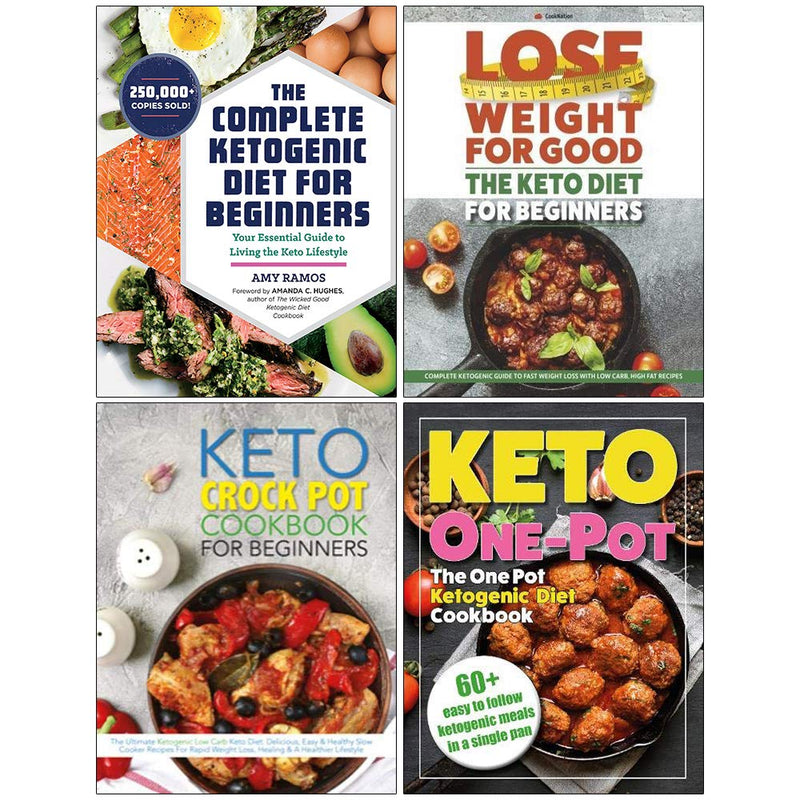 Complete ketogenic diet books for beginners by Amy Ramos, paperback set with recipes and tips for starting a keto lifestyle.