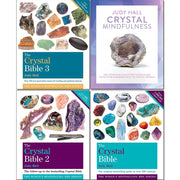 The Crystal Bible 4 Books Collection Set by Judy Hall, nonfiction paperback edition, featuring colorful crystal illustrations.