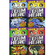 Four paperback books from the Team Hero Series collection by Adam Blade, featuring young adult fantasy adventure stories.