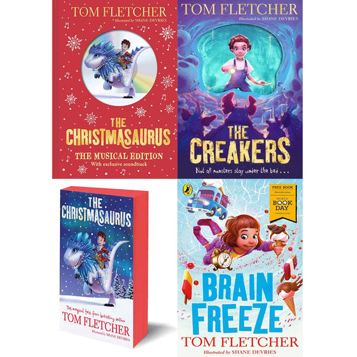 Tom fletcher collection 4 books set (christmasaurus musical edition [hardcover], creakers, christmasaurus, brain freeze) - The Book Bundle