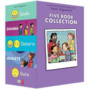 Raina Telgemeier Collection 5 Books Set (Smile, Drama, Sisters, Ghosts, Guts) - The Book Bundle