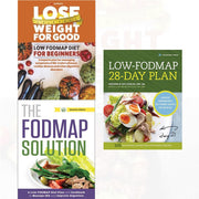 Three paperback books from the "Lose Weight For Good" Fodmap solution collection by Iota & Shasta Press, including the 28-day plan.