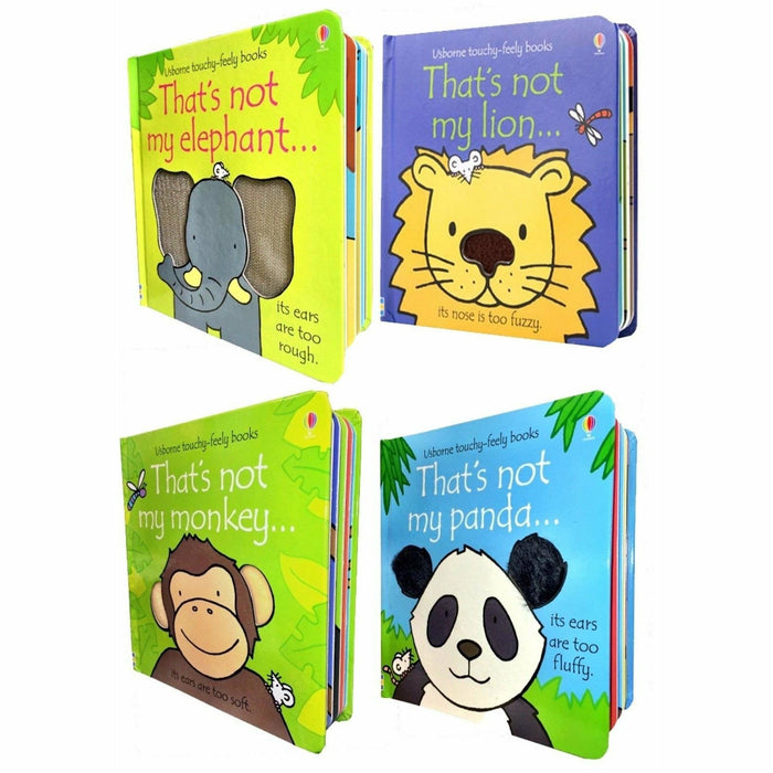 Usborne Thats Not My Animals Collection 4 Books Set ( Thats Not My Lion, Elephant, Panda, Monkey) - The Book Bundle