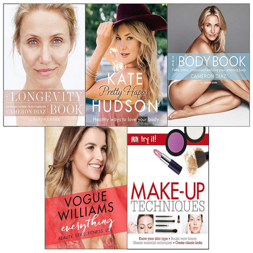 5 books Collection set (The Body Book ,The longevity book,Everything Beauty Style, Make Up Techniques and Pretty happy Books) - The Book Bundle