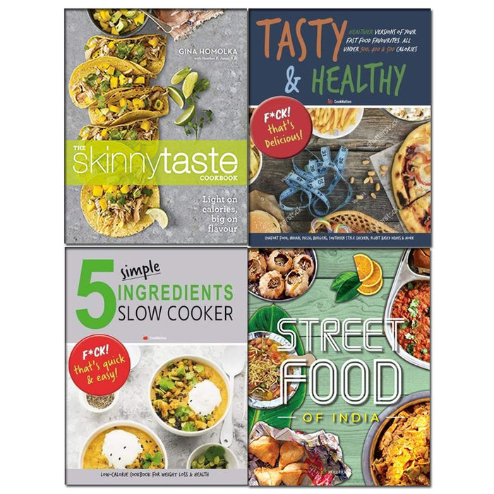Skinnytaste Cookbook, Tasty & Healthy, 5 Simple Ingredients Slow Cooker, Street Food 4 Books Collection Set - The Book Bundle