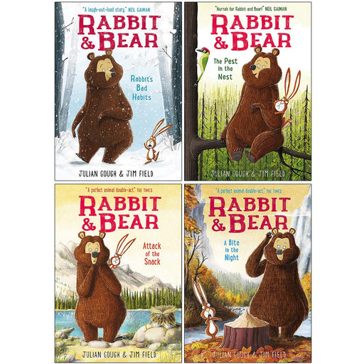 Rabbit and Bear Series 4 Books Collection Set By Julian Gough (Rabbit's Bad Habits, The Pest in the Nest, Attack of the Snack, A Bite in the Night) - The Book Bundle