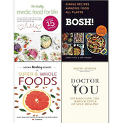 Collection of four non-fiction books by Iota Publishing, Jeremy Howick, and Henry Firth, featuring simple recipes and healing insights.