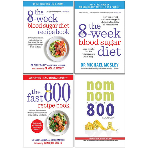 The 8-week Blood,The 8-week, The Fast 800, Quick & Easy Fasting Nom Nom 4 Books Collection Set - The Book Bundle
