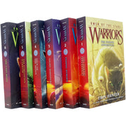 Collection of Warrior Cats Series 4 Omen of the Stars books 1-6 by Erin Hunter, featuring colorful book covers.