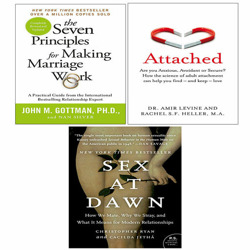 Seven Principles For Making Marriage Work,Attached, Sex at Dawn 3 Books Set NEW - The Book Bundle