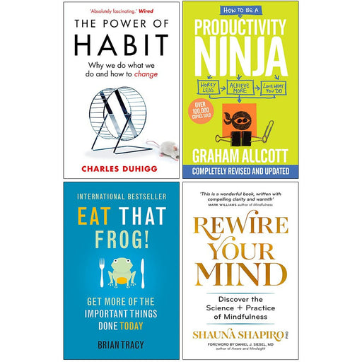 The Power of Habit, How to be a Productivity Ninja, Eat That Frog, Rewire Your Mind 4 Books Collection Set - The Book Bundle