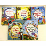 Set of five Usborne hardcover lift-the-flap question and answer books by Katie Daynes, non-fiction educational collection.
