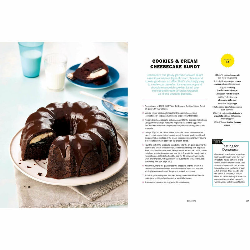 Tasty Ultimate Cookbook hardcover by Ebury Press showing colorful recipe pages and cooking tips on the open book.