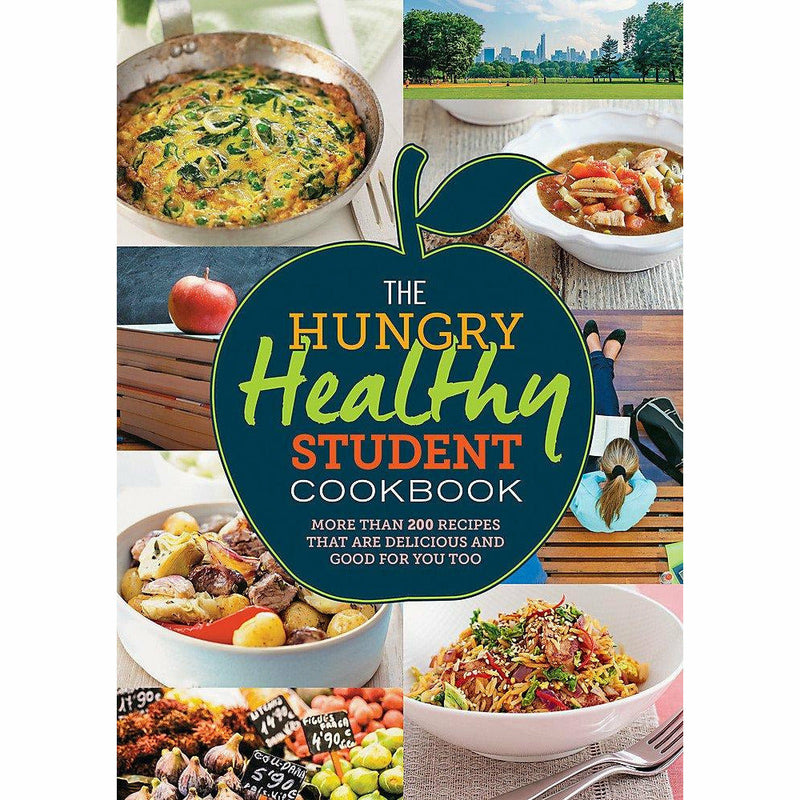 Spruce paperback cookbook featuring over 200 healthy recipes for students, with colorful food photos on the cover.