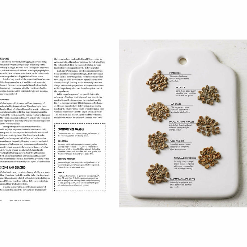 Hardcover of "The World Atlas of Coffee" by James Hoffmann, showing the book cover with coffee beans and brewing equipment.