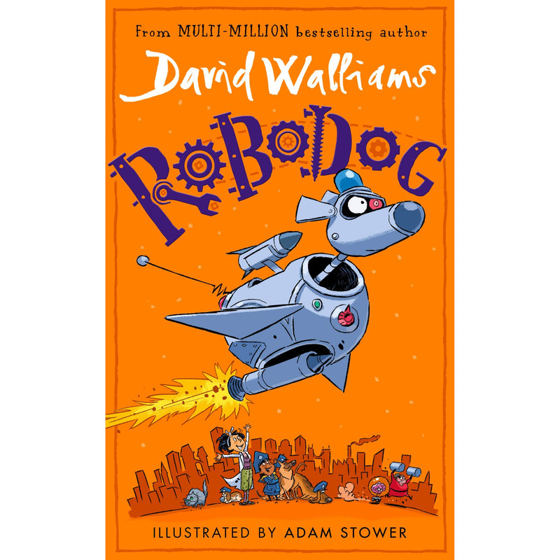 David Walliams Collection 2 children's books set featuring Robodog and Spaceboy, with colorful book covers and illustrations.