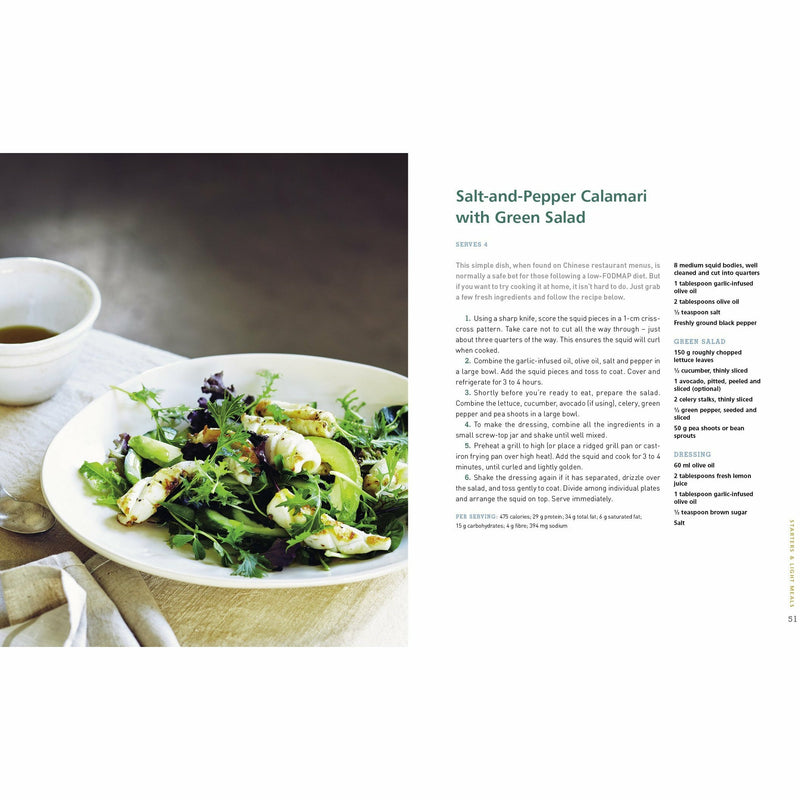 Paperback cookbook by Dr. Sue Shepherd featuring 150 low-FODMAP recipes for digestive health and symptom relief.