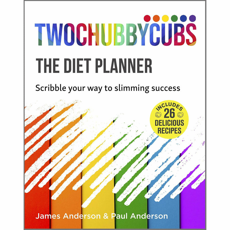 Yellow Kite paperback of Twochubbycubs The Diet Planner by James and Paul Anderson, featuring a colorful cover design.