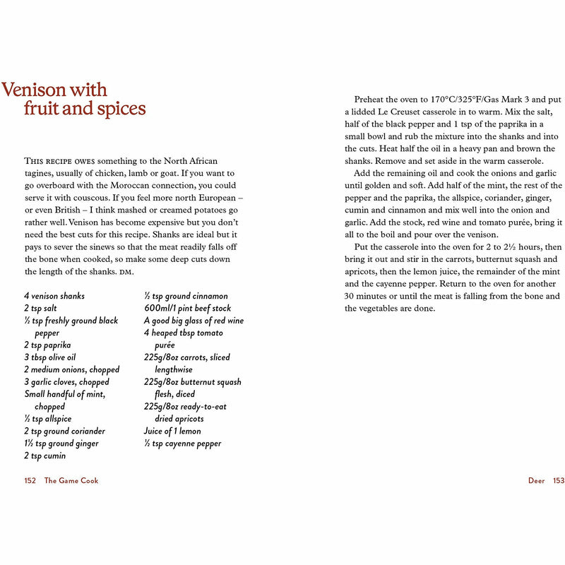 Hardcover copy of "The Game Cook" by Norman Tebbit, featuring recipes inspired by conversations in a butcher's shop.