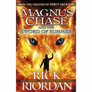 Six-book set of Rick Riordan's "Dark Prophecy" and "Sword of Summer" fantasy novels, Puffin edition, featuring colorful cover art.