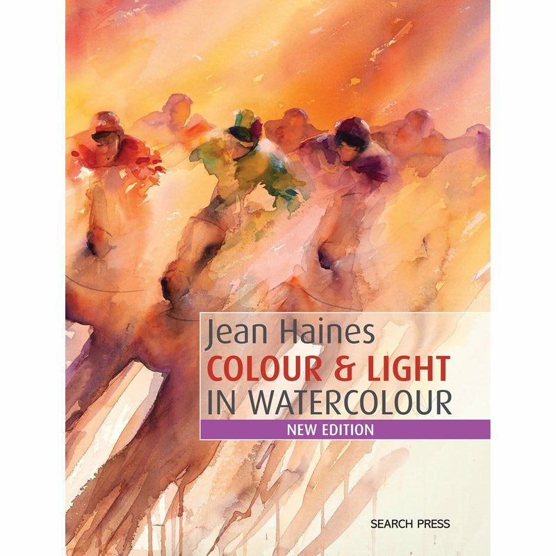 Paperback copy of "How to Paint Colour & Light in Watercolour" by Jean Haines, featuring cover artwork with vibrant watercolour swatches.