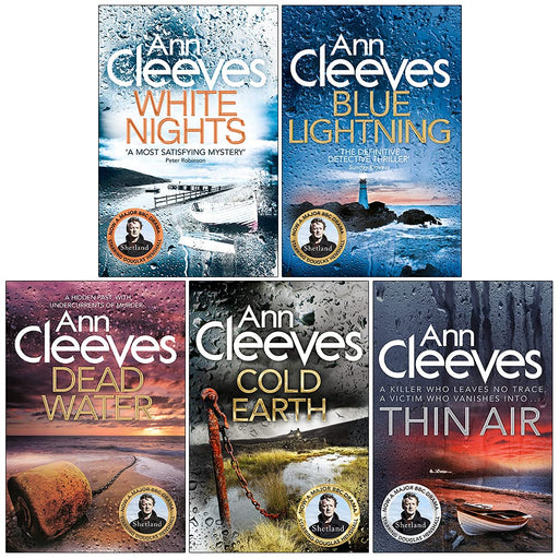 Ann Cleeves Shetland Series 5 Books Collection Set (White Nights, Blue Lightning, Dead Water, Thin Air, Cold Earth) - The Book Bundle