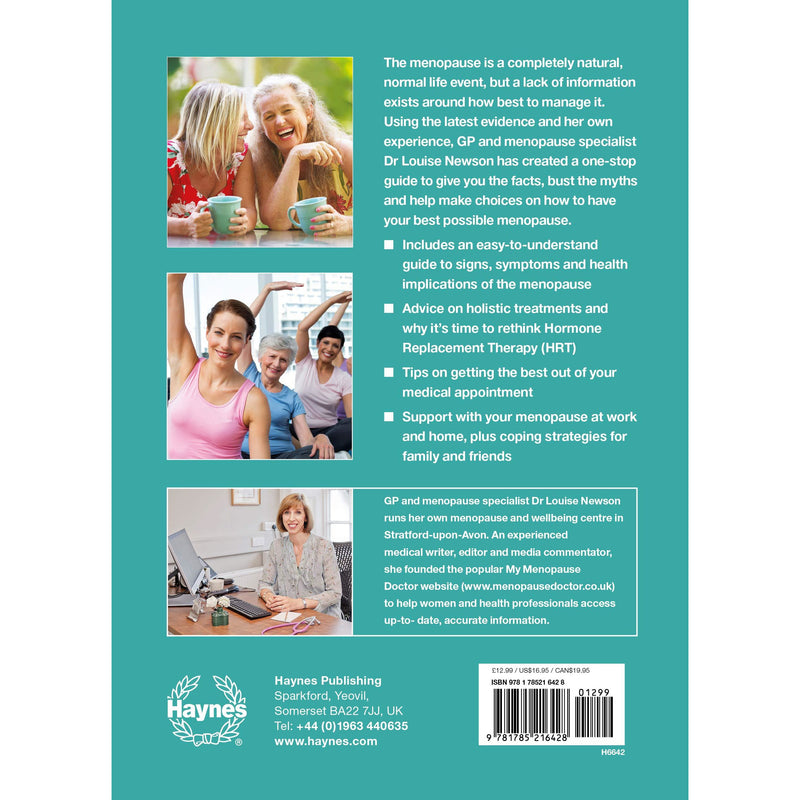 Hardcover book titled "Menopause: All You Need to Know" by Dr. Louise Newson, featuring a plain cover with title and author's name.