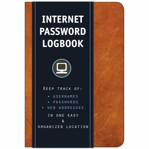 Internet Password Logbook (Cognac Leatherette): Keep track of: usernames, passwords, web addresses in one easy & organized location - The Book Bundle