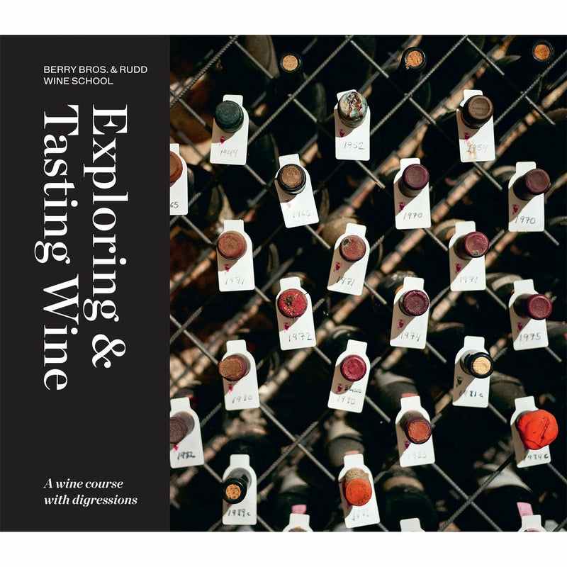 Hardcover book titled "Exploring & Tasting Wine" by Berry Bros Rudd Wi, featuring colorful cover design about wine tasting and exploration.