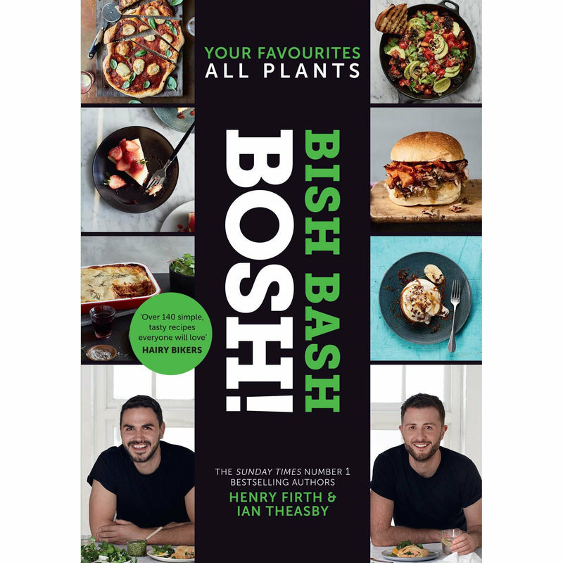Set of 4 non-fiction cookbooks including Bosh Simple Recipes and Bish Bash Bosh by Ian Theasby and Henry Firth, featuring mixed formats.