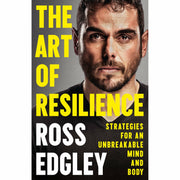 Collection of two non-fiction books by Ross Edgley, The World's Fittest Book and The Art of Resilience, featuring book covers and spines.