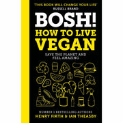 Set of two hardcover vegan cookbooks by Henry Firth, featuring simple recipes and lifestyle tips, displayed with colorful cover art.