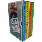 Collection of four paperback fiction books by Tom Hoyle, including The Challenge, Thirteen, Spiders, and Survivor, with colorful covers.