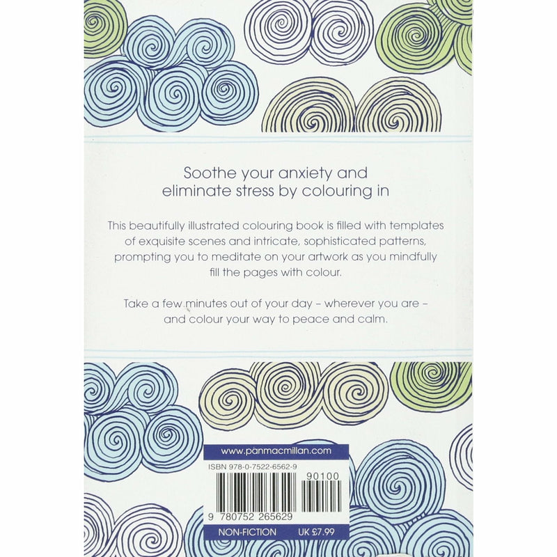 Emma Farrarons Boxtree mindfulness coloring book featuring intricate anti-stress art therapy designs on paperback pages.