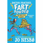 Collection of four Doctor Proctor's Fart Powder books by Jo Nesbø, paperback fiction set featuring colorful covers and playful illustrations.