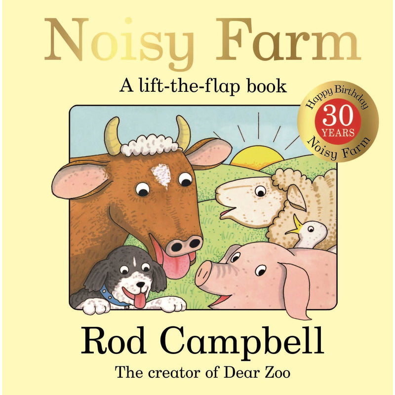 Rod Campbell Oh Dear, Noisy Farm & Dear Zoo 3-book collection set for ages 3-5, featuring colorful board books from Macmillan Children's Books.