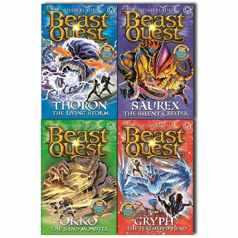 Beast Quest Series 17 four-book collection set by Adam Blade, paperback fiction books with colorful covers.
