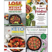 Set of four paperback keto diet cookbooks including beginner's recipes, crock pot meals, by Martina Slajerova and Iota.