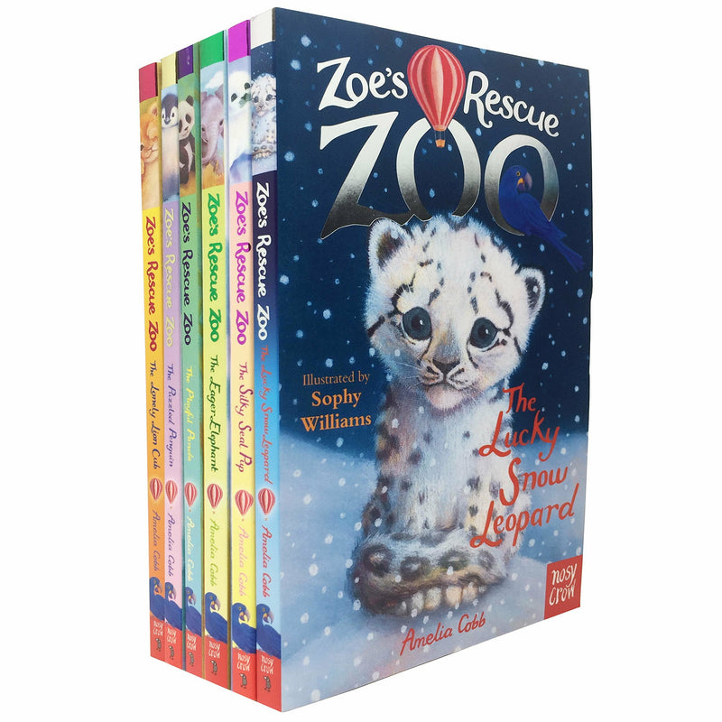 Six paperback books from Amelia Cobb's Zoe's Rescue Zoo collection for ages 5-7, featuring colorful illustrations and engaging stories.