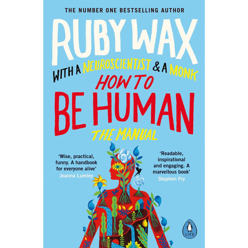 Set of three paperback books by Ruby Wax on mindfulness and mental health, including "How to Be Human" and "Sane New World" from Penguin Life.